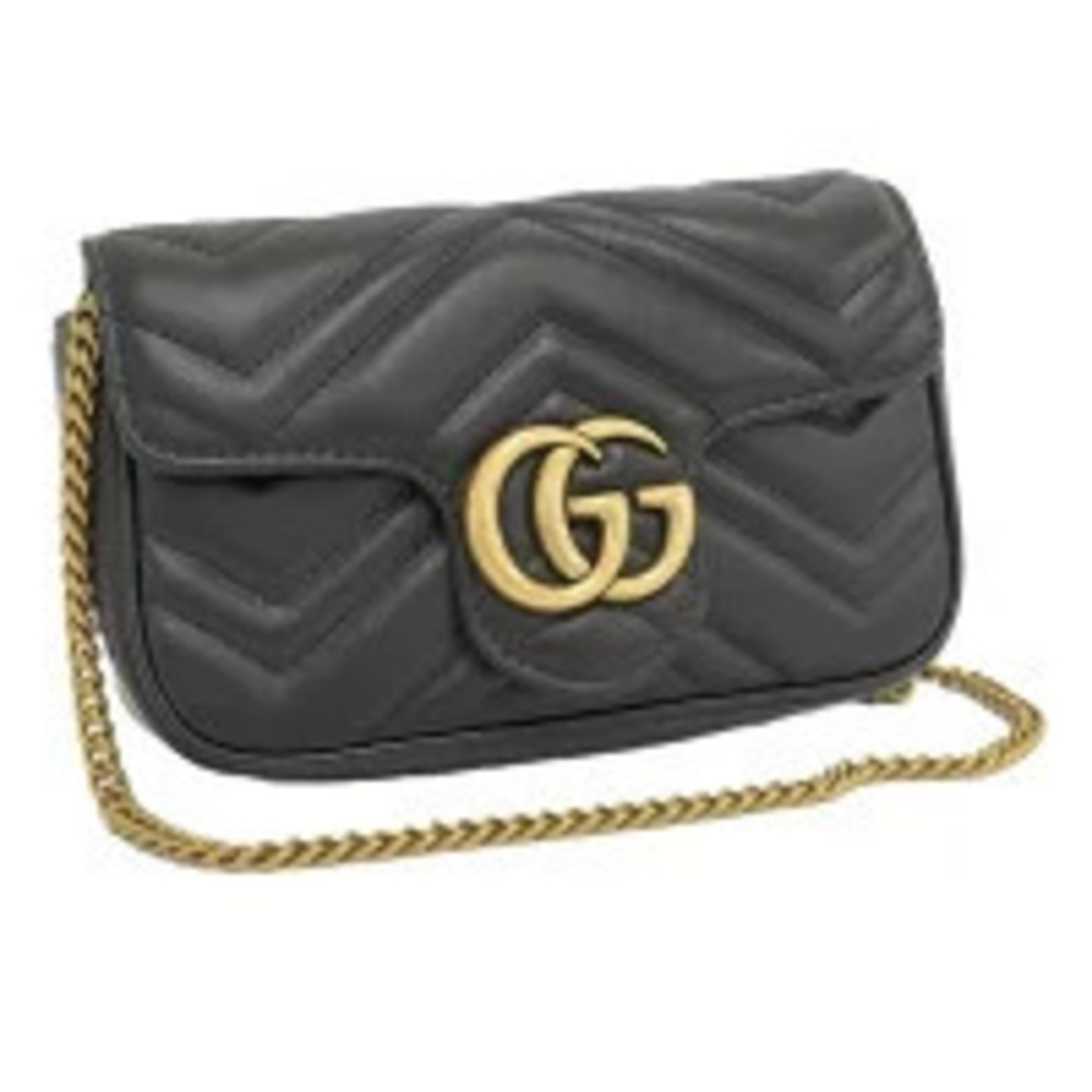 Gucci GG Marmont Chain Shoulder Bag Quilted Leather Black